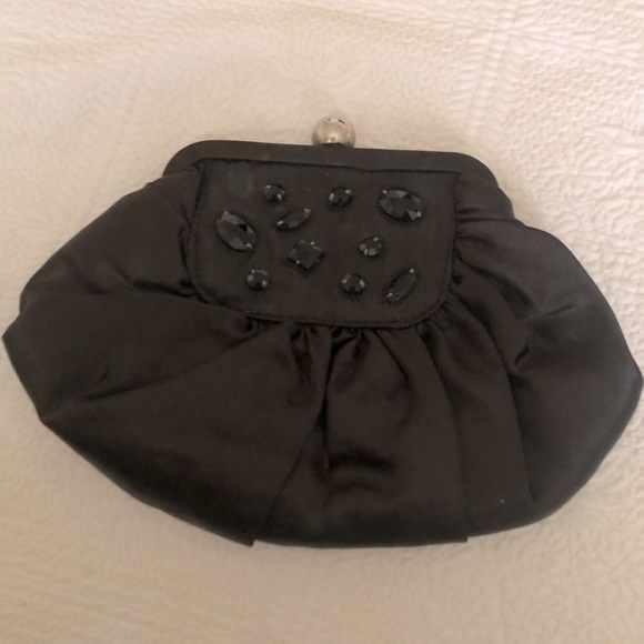 White House Black Market Black Satin Evening Bag - Picture 1 of 6